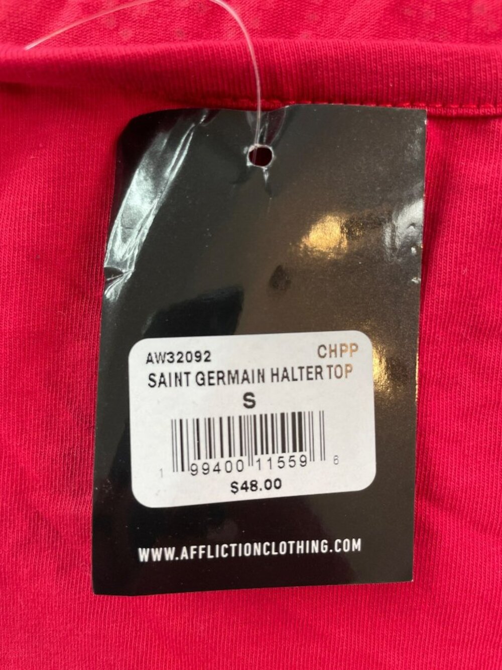 Affliction Saint Germain Red Halter Top Wth Rhinestones Wmn's Size S MSRP$48 NWT - Picture 6 of 7